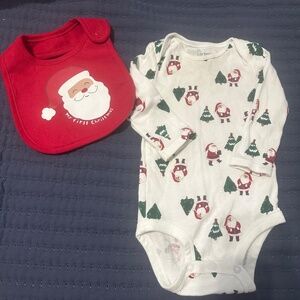 Carters Christmas onesie with hat and bib 12 month